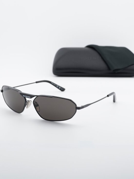 Balenciaga BB0245S 001 Sunglasses Grey Geometric Frame, Grey Lenses main image 6